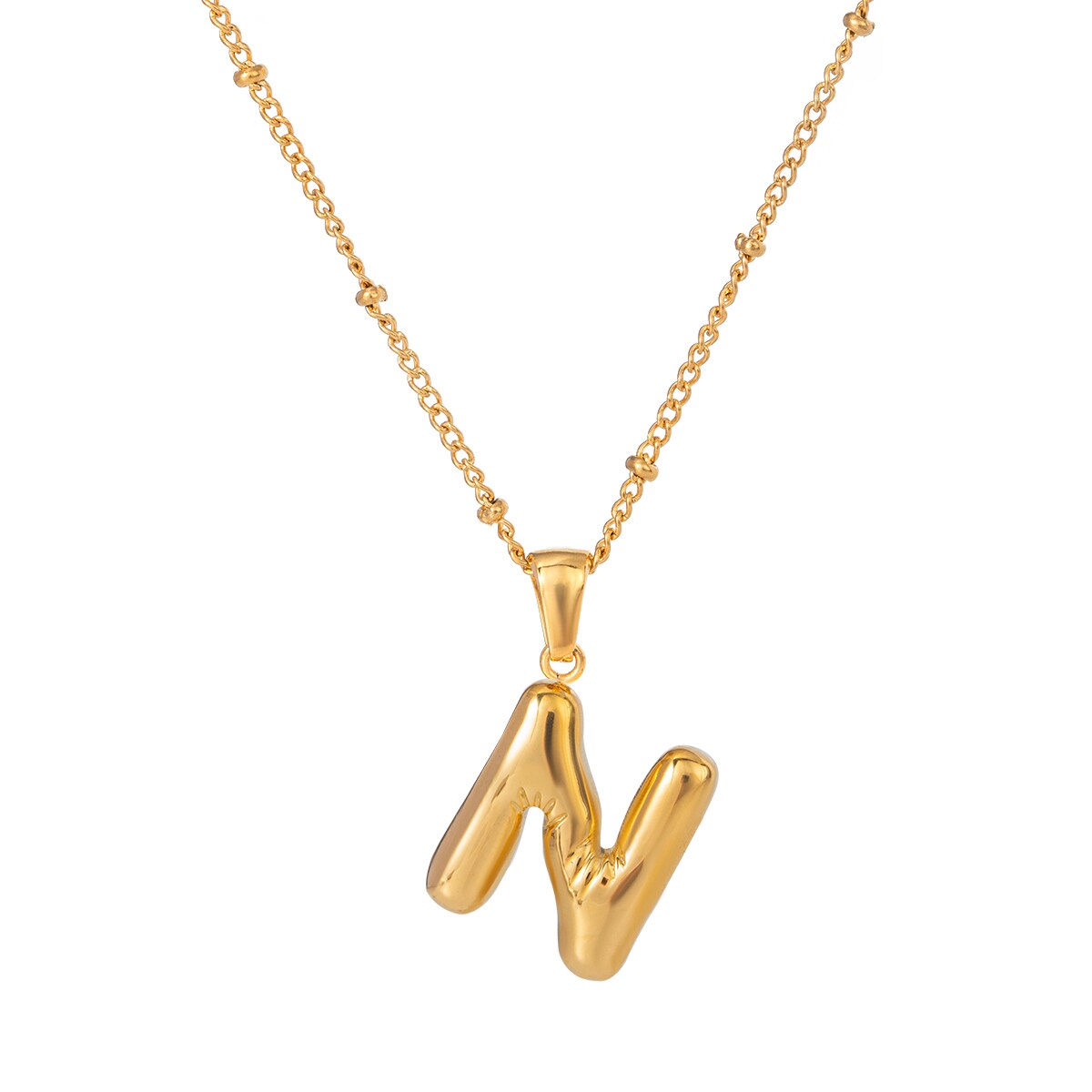 Gold color / 1 Piece Simple Casual Style Letter N Shape Stainless Steel 18K Gold Plated Women's Pendant Necklace Picture25